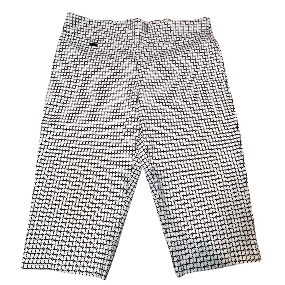 Courtenay Womens Capri Pants Geometric Print White Black Size 16P